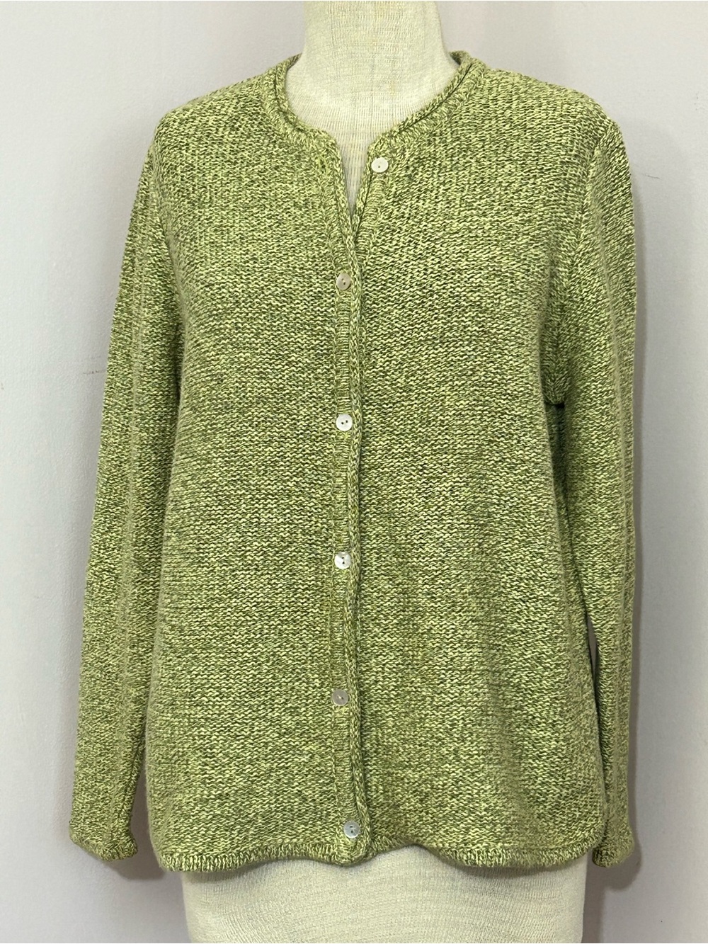 LL Bean Cotton Knit Classic Cardigan Large